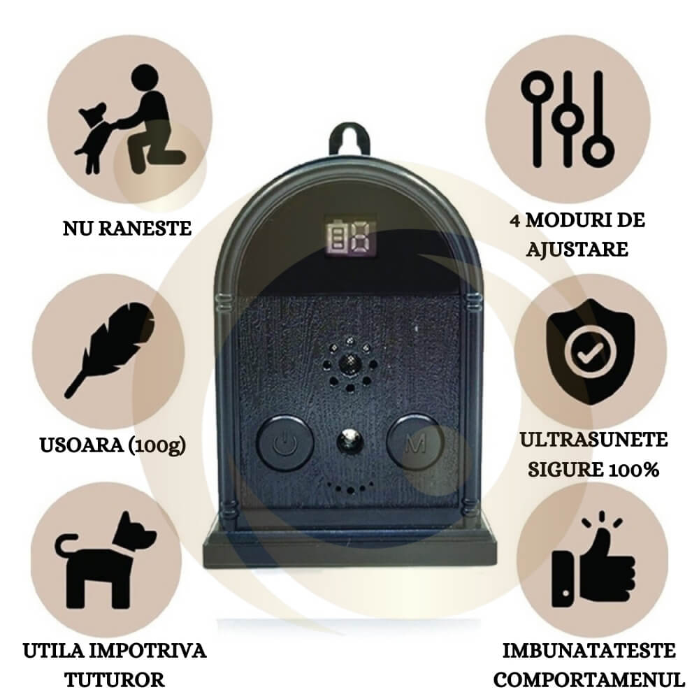 Dispozitiv anti latrat StartONTeam cu ultrasunete, Aparat de control al latratului de caine, 15m, pentru exterior si interior, Impermeabil, 4 Moduri Reglabile, Lumina LED [8]