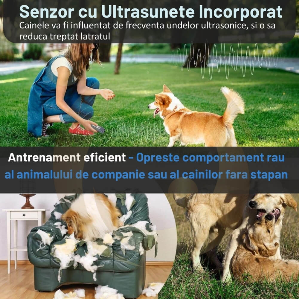 Dispozitiv Profesional Antilatrat cu Ultrasunete pentru Alungat si Speriat Cainii si Pisici [22]