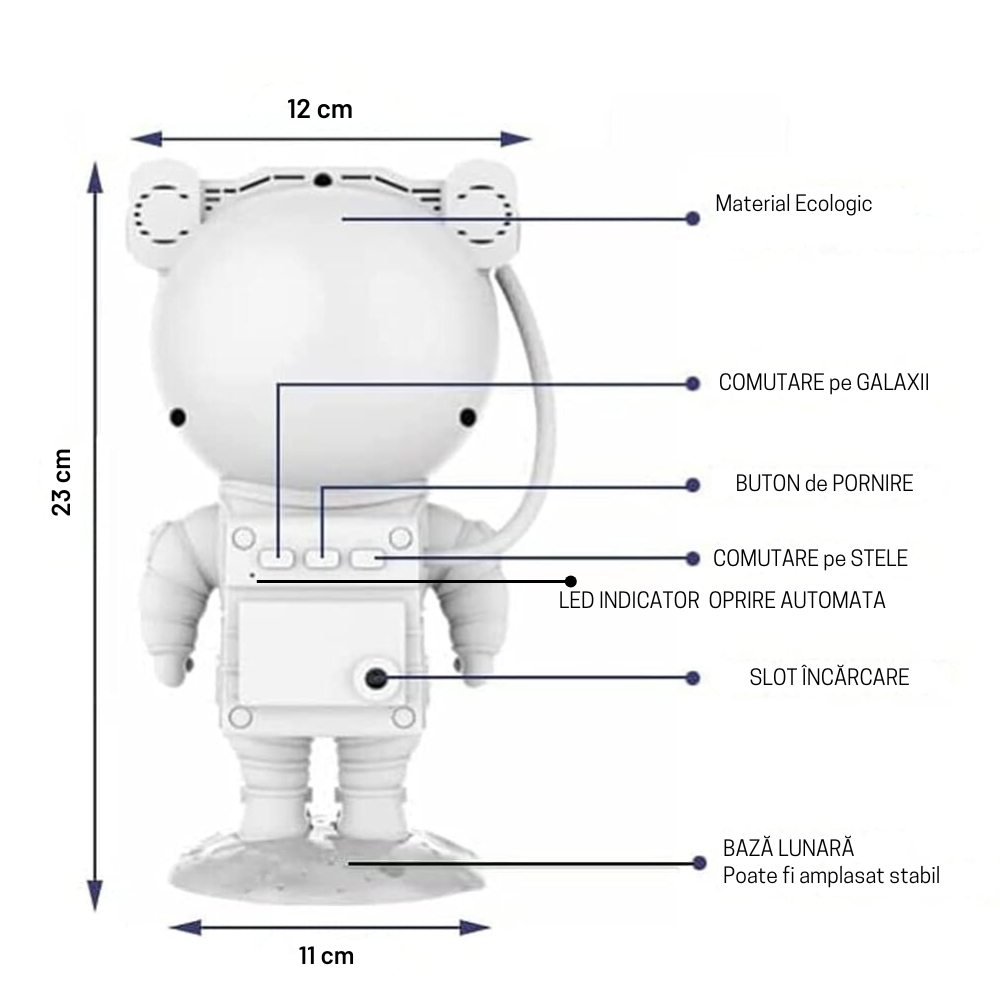Lampa de Veghe Astronaut Proiector Constelatii Stele si Galaxie [14]