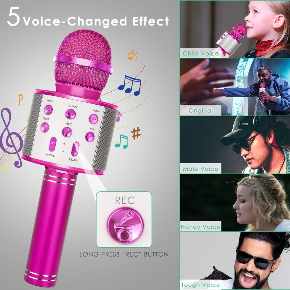 Microfon Karaoke Portabil 5 in 1 pentru Copii cu Bluetooth [4]