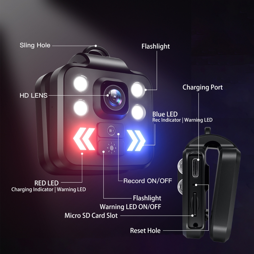Camera Mini 1080P FHD Portabila cu Lanterna LED, Mod Avertizare și Înregistrare Video [8]