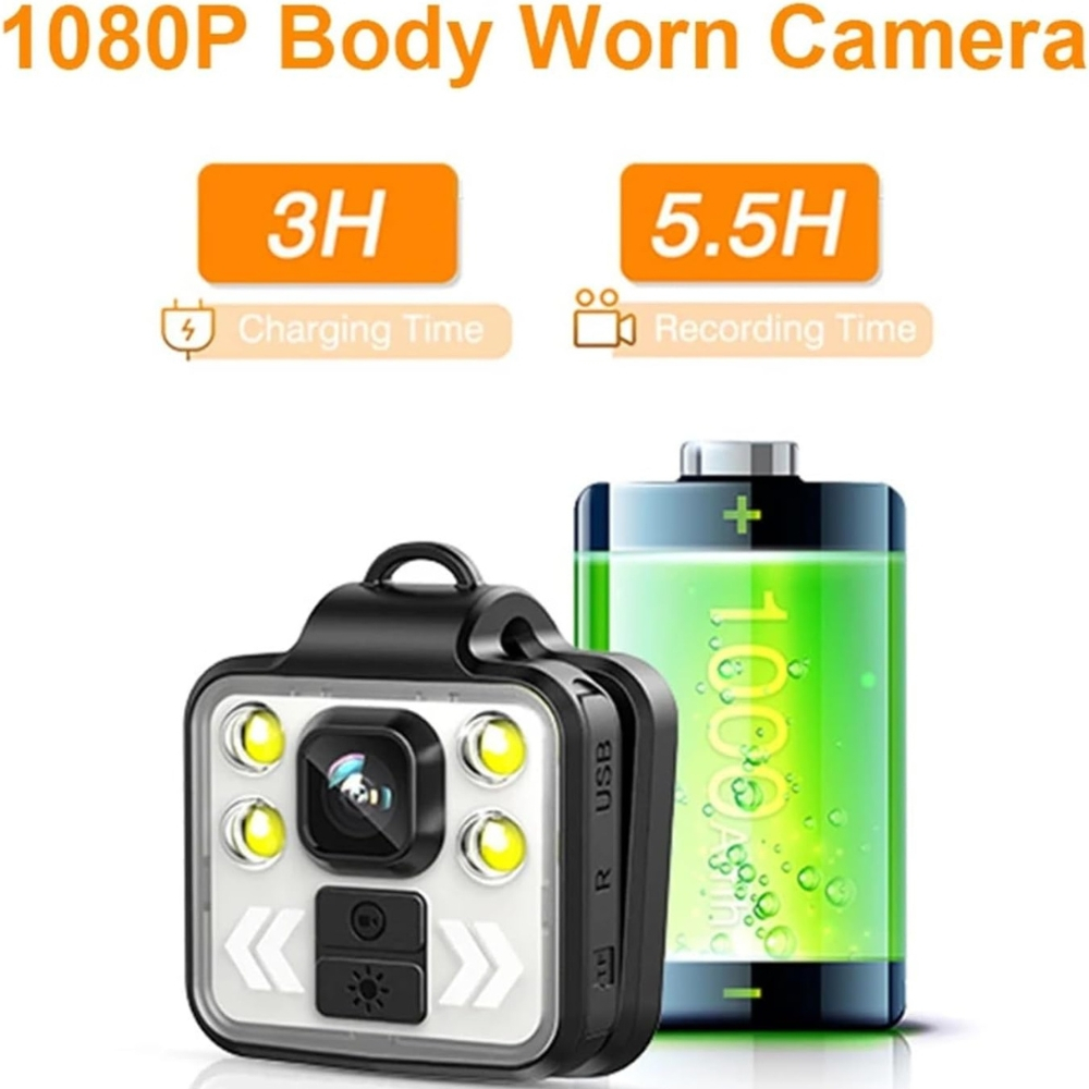 Camera Mini 1080P FHD Portabila cu Lanterna LED, Mod Avertizare și Înregistrare Video [10]