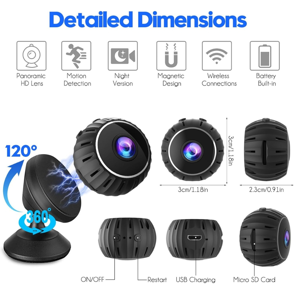 Mini Camera cu WiFi, 1080p, Senzor de Miscare, Vedere Nocturna [2]
