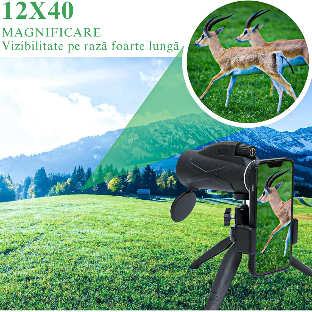 Monoclu Profesional 10x40, Telescop Compact de Inalta Putere [7]