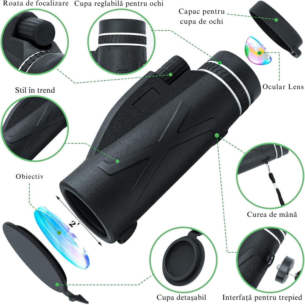 Monoclu Profesional 10x40, Telescop Compact de Inalta Putere [9]
