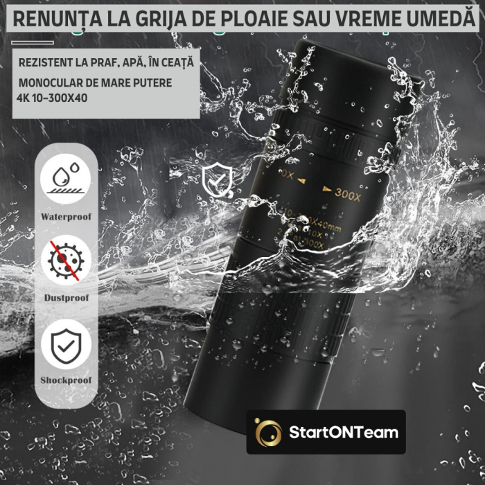 Monoclu Profesional Tip Telescop 4K 10-300X40 cu Prisma BaK-4, Dual Focus, Suport Smartphone și Trepied [11]
