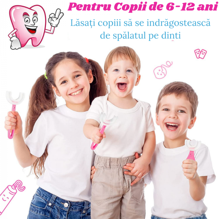 Periute de Dinti Circulare in forma de U, din Silicon Alimentar, pentru copii de 2-12 ani, Multicolore [4]