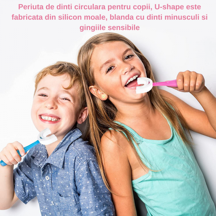 Periute de Dinti Circulare in forma de U, din Silicon Alimentar, pentru copii de 2-12 ani, Multicolore [5]