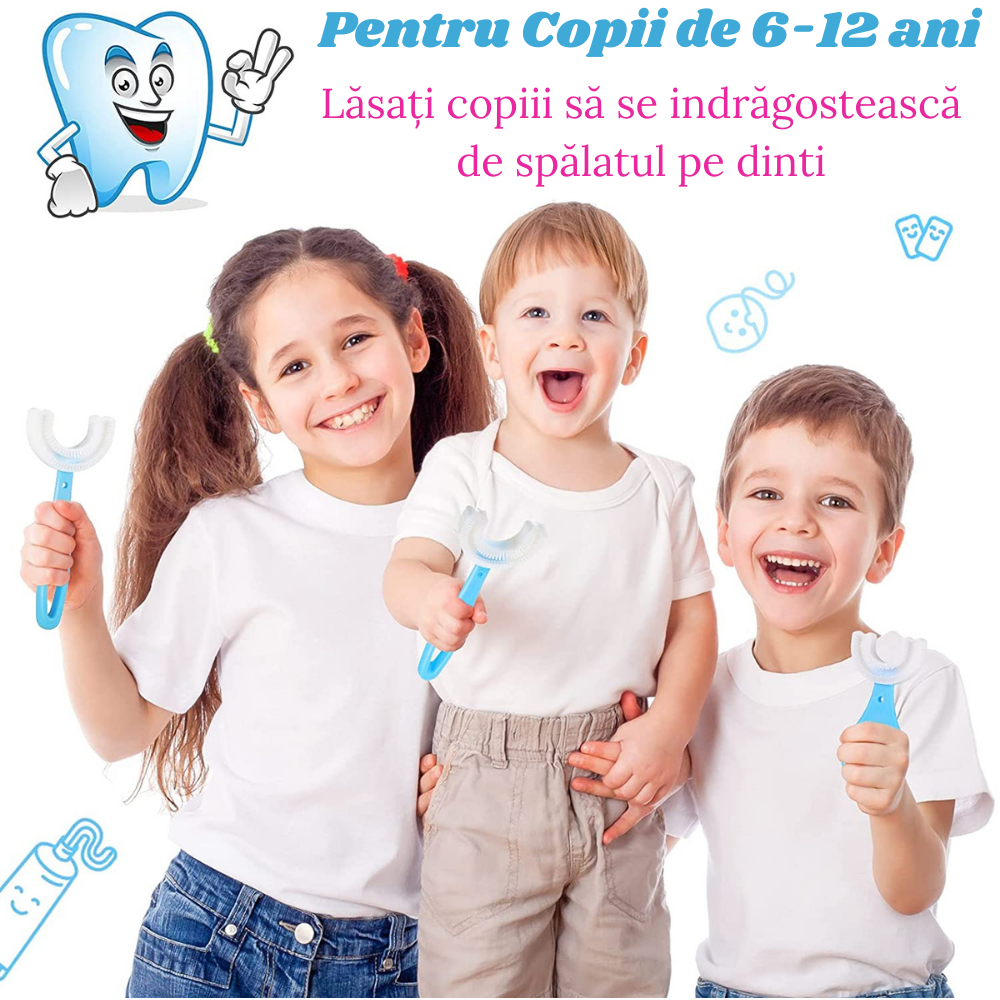Periute de Dinti Circulare in forma de U, din Silicon Alimentar, pentru copii de 2-12 ani, Multicolore [35]