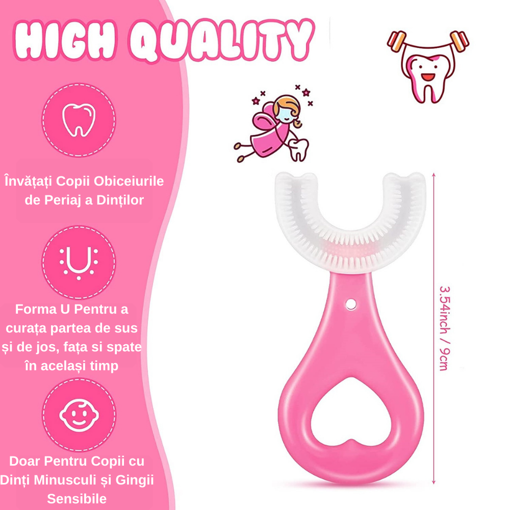 Periute de Dinti Circulare in forma de U, din Silicon Alimentar, pentru copii de 2-12 ani, Multicolore [23]