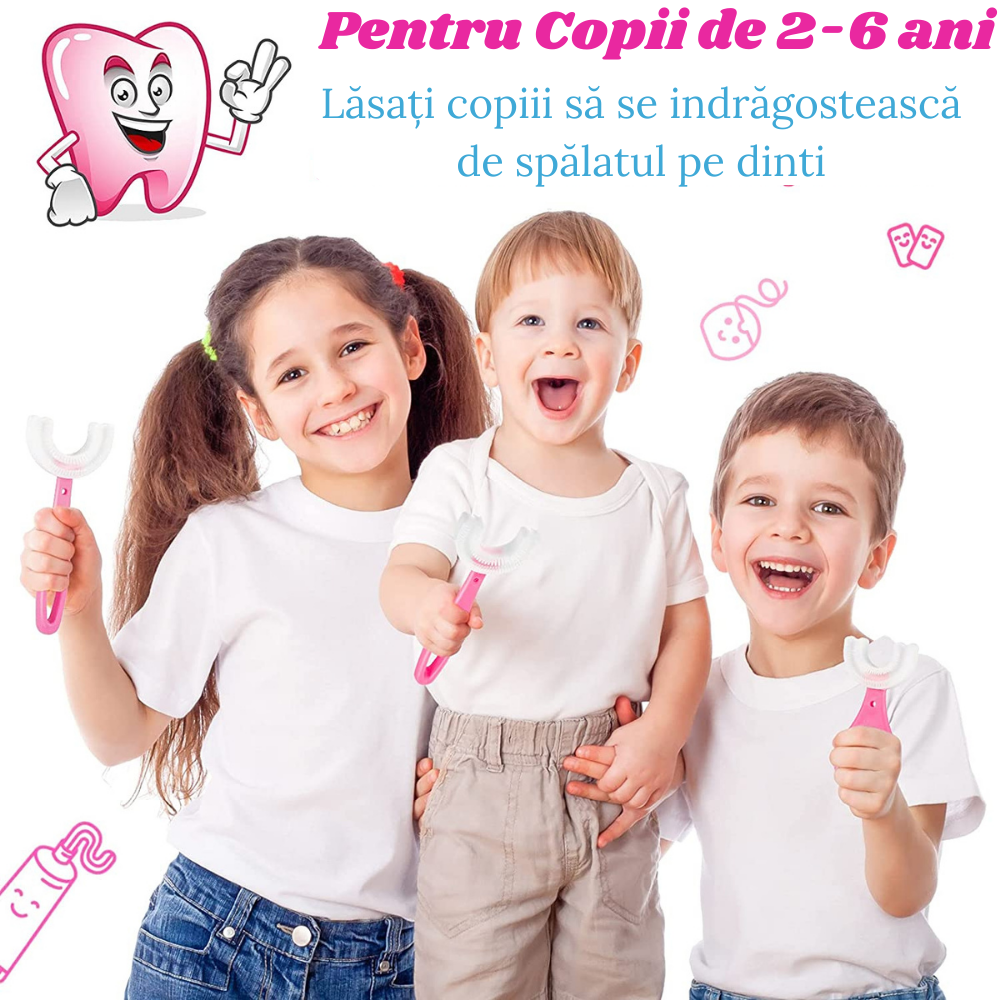 Periute de Dinti Circulare in forma de U, din Silicon Alimentar, pentru copii de 2-12 ani, Multicolore [25]