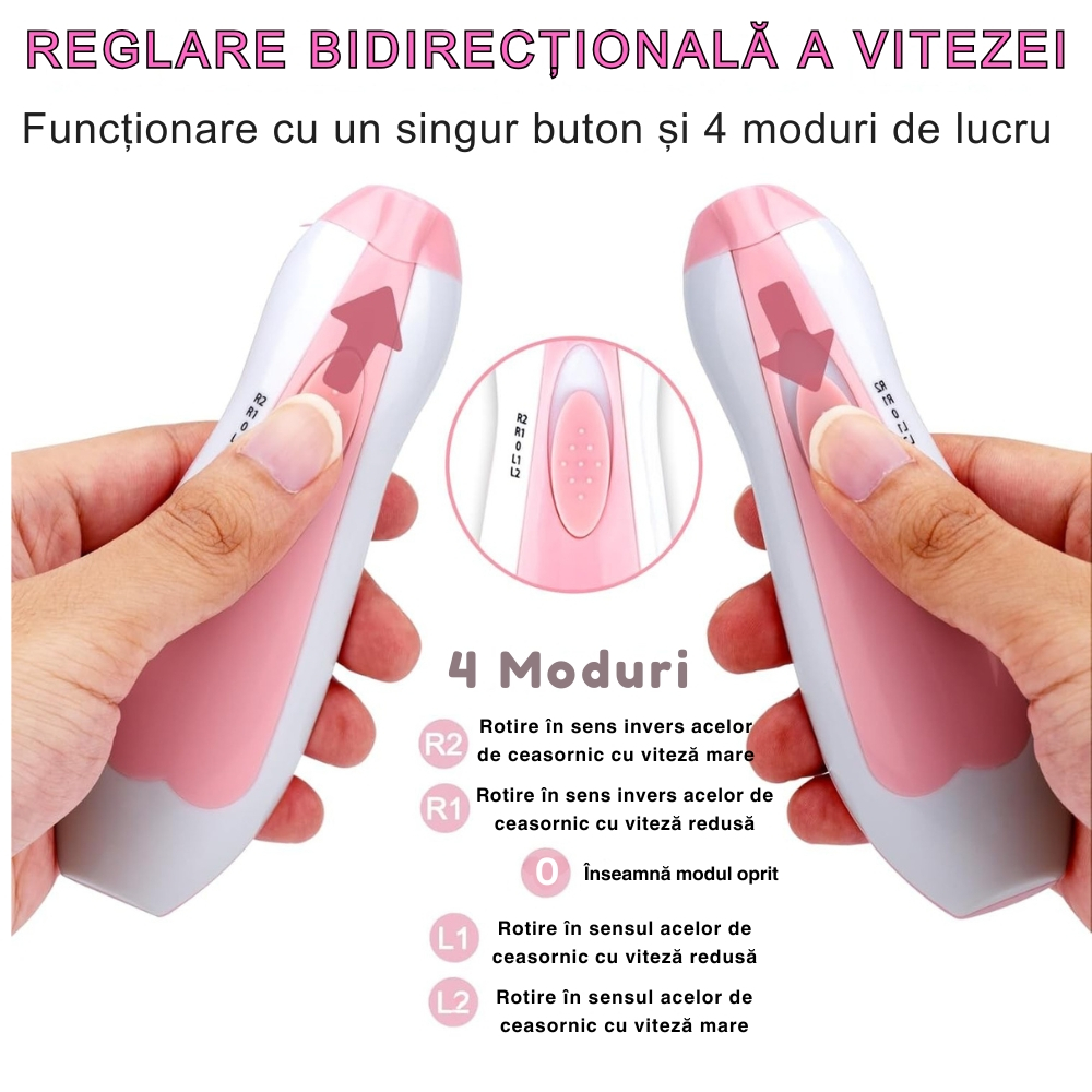 Pila Electrica de Unghii pentru Bebelusi si Copii Mici, Set cu 6 Capete, Iluminare LED [3]