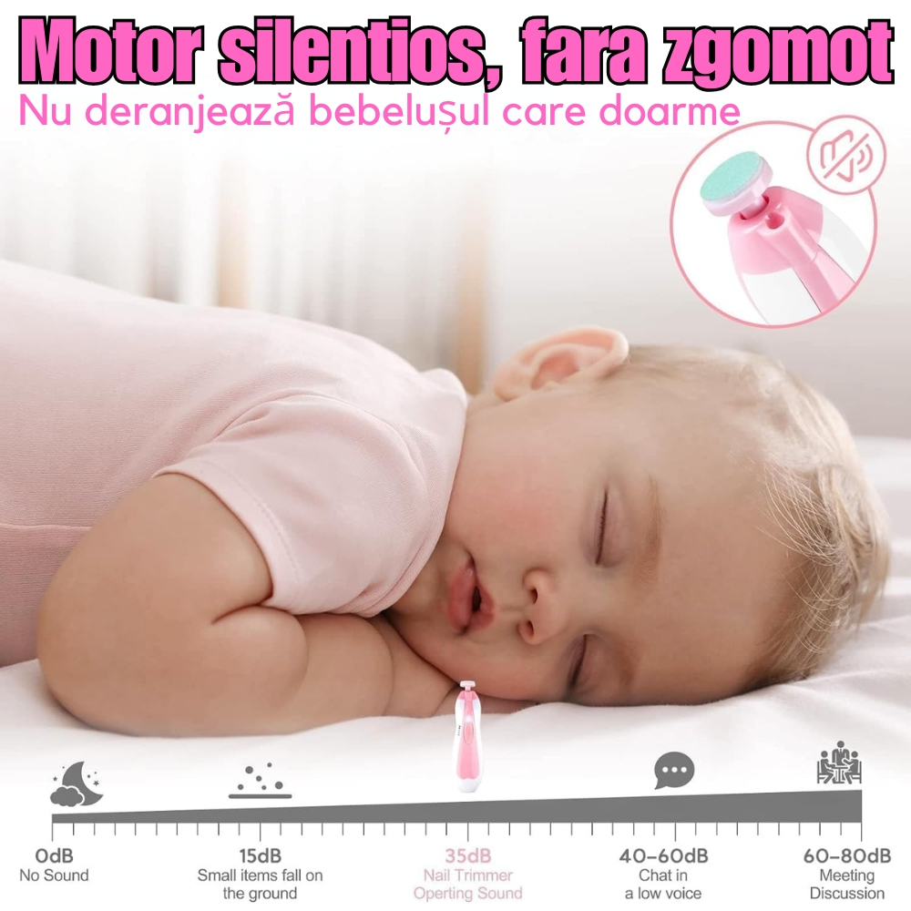 Pila Electrica de Unghii pentru Bebelusi si Copii Mici, Set cu 6 Capete, Iluminare LED [6]