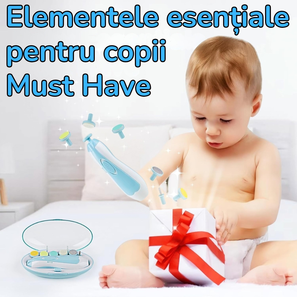 Pila Electrica de Unghii pentru Bebelusi si Copii Mici, Set cu 6 Capete, Iluminare LED [10]