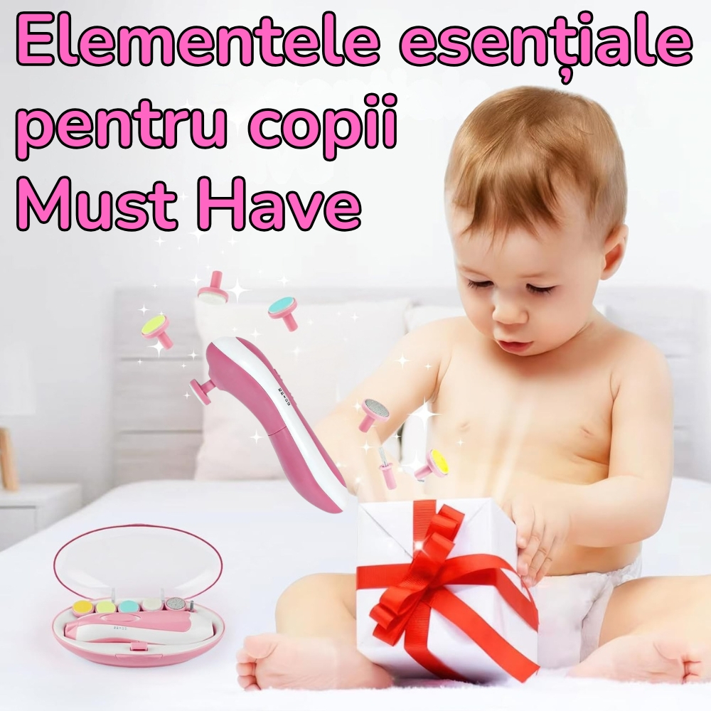 Pila Electrica de Unghii pentru Bebelusi si Copii Mici, Set cu 6 Capete, Iluminare LED [9]