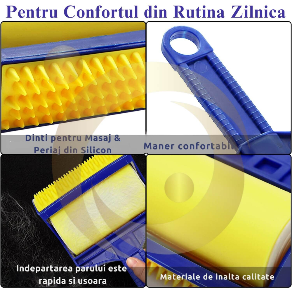 Rolă Adezivă Reutilizabilă pentru Scame și Păr de Animale - Set 2 Buc, Silicon Lavabil [9]