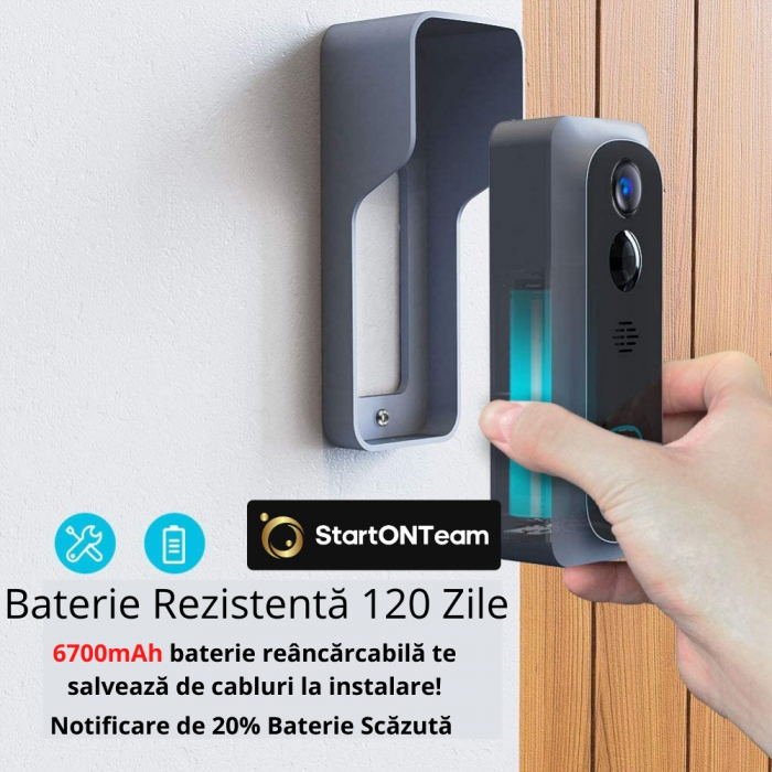 Interfon Video Smart de Exterior cu Cameră HD, Senzor Mișcare și Night Vision, Fără Fir [12]