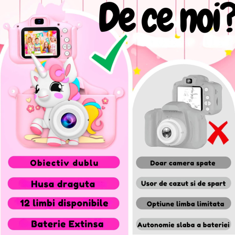 Aparat Foto Copii Unicorn Cameră Selfie 48MP Full HD [14]
