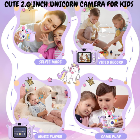 Aparat Foto Copii Unicorn Cameră Selfie 48MP Full HD [8]