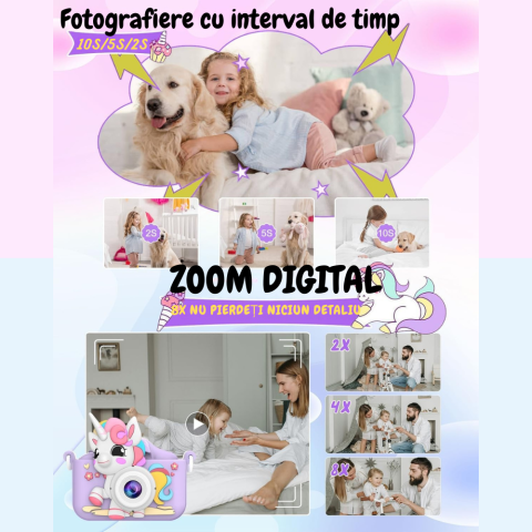 Aparat Foto Copii Unicorn Cameră Selfie 48MP Full HD [6]