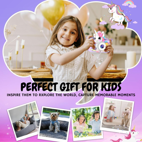 Aparat Foto Copii Unicorn Cameră Selfie 48MP Full HD [11]