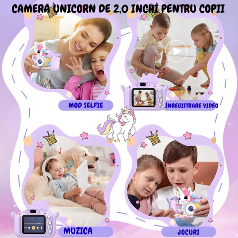 Aparat Foto Copii Unicorn Cameră Selfie 48MP Full HD [2]