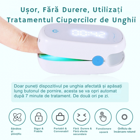 Aparat cu Laser pentru Indepartarea Onicomicozei si Tratarea Ciupercilor de Unghii, Portabil, Reancarcabil, Alb [19]