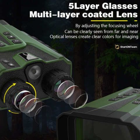 Binoclu Profesional cu Night Vision Digital, Vedere în Noapte până la 300m, Ecran LCD, Verde sau Negru [14]
