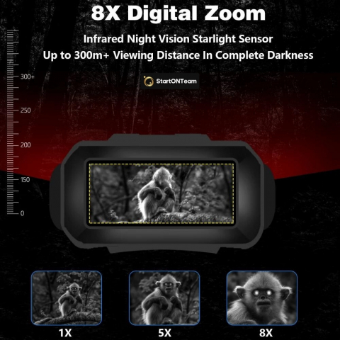 Binoclu Profesional cu Night Vision Digital, Vedere în Noapte până la 300m, Ecran LCD, Verde sau Negru [12]