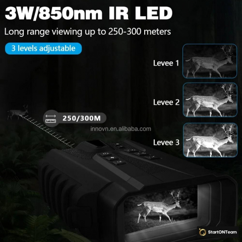 Binoclu Profesional cu Night Vision Digital, Vedere în Noapte până la 300m, Ecran LCD, Verde sau Negru [13]