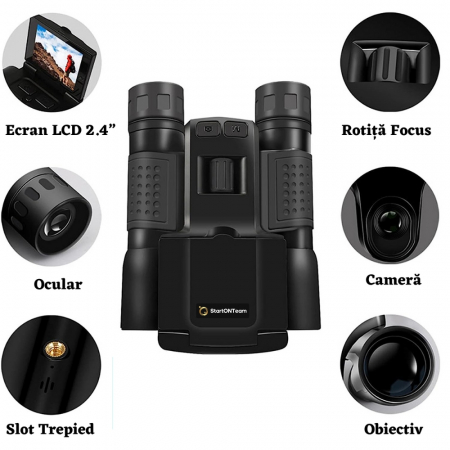 Binoclu Profesional Digital de Vânătoare, Zoom 12X, Ecran LCD 2.4” pentru Observații Clare [4]
