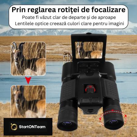 Binoclu Profesional Digital de Vânătoare, Zoom 12X, Ecran LCD 2.4” pentru Observații Clare [8]