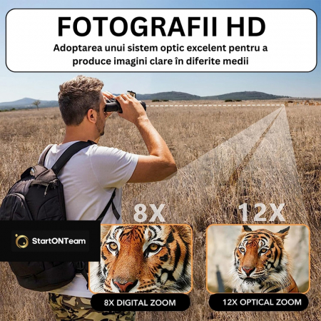 Binoclu Profesional Digital de Vânătoare, Zoom 12X, Ecran LCD 2.4” pentru Observații Clare [6]