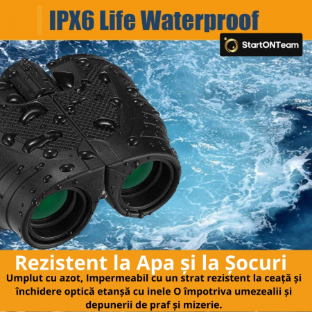 Binoclu Profesional 10x25 cu Prismă BaK4, IP67, pentru Observații la Distanță Mare [5]