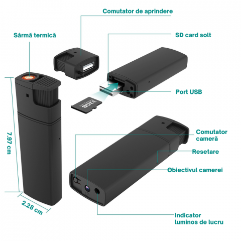Bricheta cu Mini Camera Video Full HD 1080P, Detectare Miscare [12]