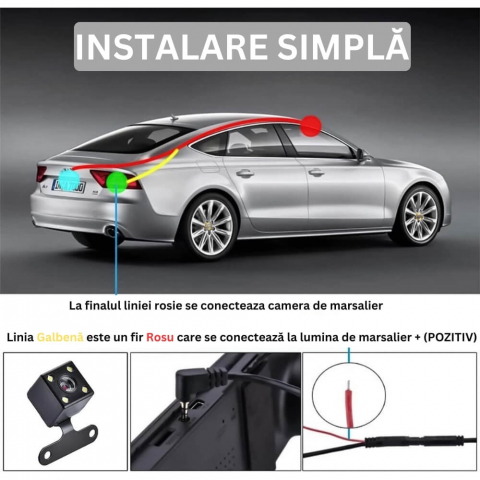 Camera dubla auto profesionala de bord, fata si spate, Oglinda Retrovizoare cu Marsarier si Senzor G de Detectare a Miscarii, Monitorizare Parcare, Night Vision, Inregistrare in bucla [15]