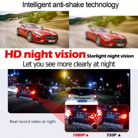 Camera dubla auto profesionala de bord, fata si spate, Oglinda Retrovizoare cu Marsarier si Senzor G de Detectare a Miscarii, Monitorizare Parcare, Night Vision, Inregistrare in bucla [20]