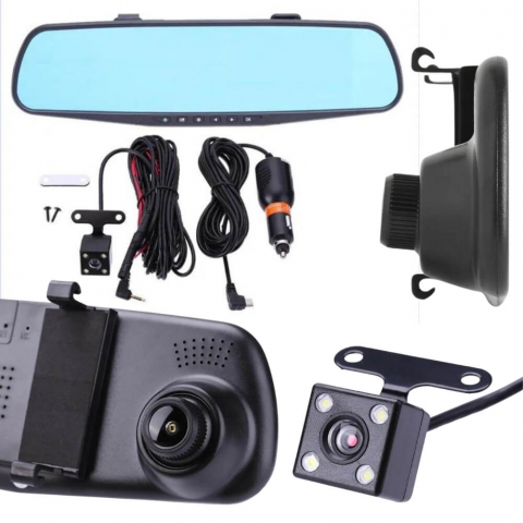 Auto & Moto - Camera dubla auto profesionala de bord, fata si spate, Oglinda Retrovizoare cu Marsarier si Senzor G de Detectare a Miscarii, Monitorizare Parcare, Night Vision, Inregistrare in bucla