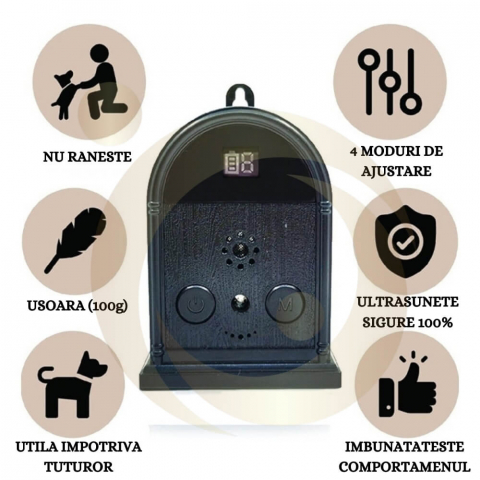 Dispozitiv anti latrat StartONTeam cu ultrasunete, Aparat de control al latratului de caine, 15m, pentru exterior si interior, Impermeabil, 4 Moduri Reglabile, Lumina LED [7]