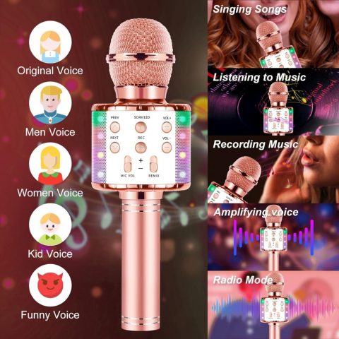 Microfon Karaoke Portabil 5 in 1 pentru Copii cu Bluetooth [4]