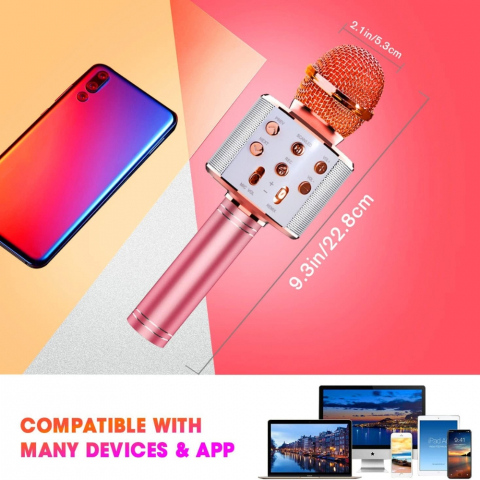 Microfon Karaoke Portabil 5 in 1 pentru Copii cu Bluetooth [6]