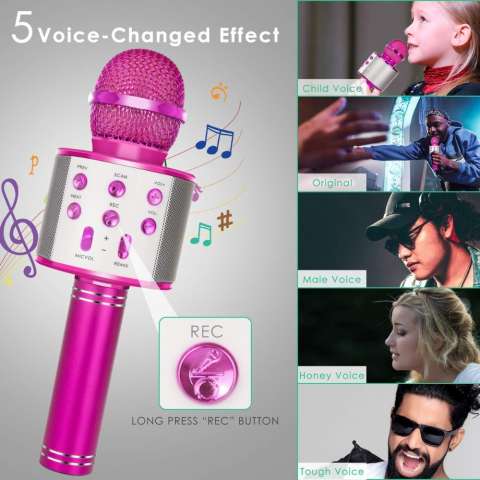 Microfon Karaoke Portabil 5 in 1 pentru Copii cu Bluetooth [3]