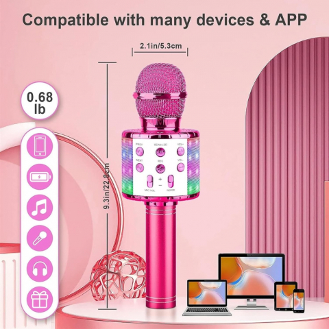 Microfon Karaoke Portabil 5 in 1 pentru Copii cu Bluetooth [4]