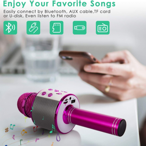 Microfon Karaoke Portabil 5 in 1 pentru Copii cu Bluetooth [1]