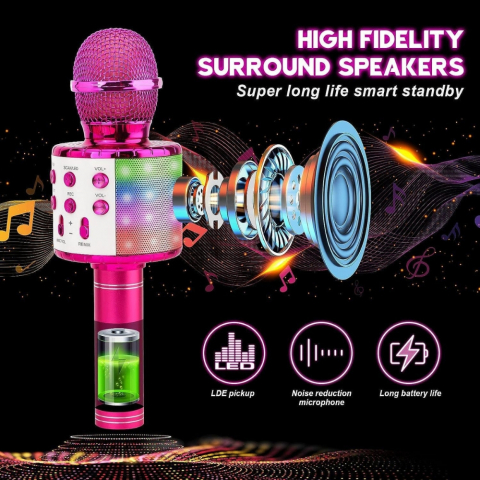 Microfon Karaoke Portabil 5 in 1 pentru Copii cu Bluetooth [9]