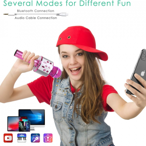 Microfon Karaoke Portabil 5 in 1 pentru Copii cu Bluetooth [2]