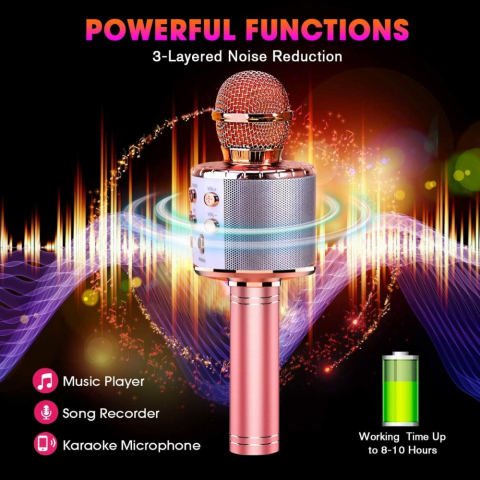 Microfon Karaoke Portabil 5 in 1 pentru Copii cu Bluetooth [7]