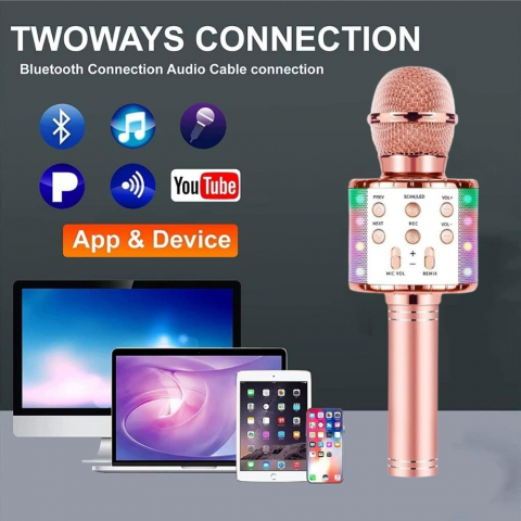 Microfon Karaoke Portabil 5 in 1 pentru Copii cu Bluetooth [3]