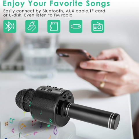 Microfon Karaoke Portabil 5 in 1 pentru Copii cu Bluetooth [16]
