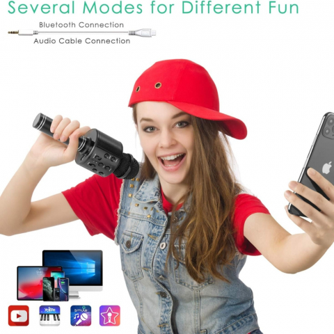 Microfon Karaoke Portabil 5 in 1 pentru Copii cu Bluetooth [15]